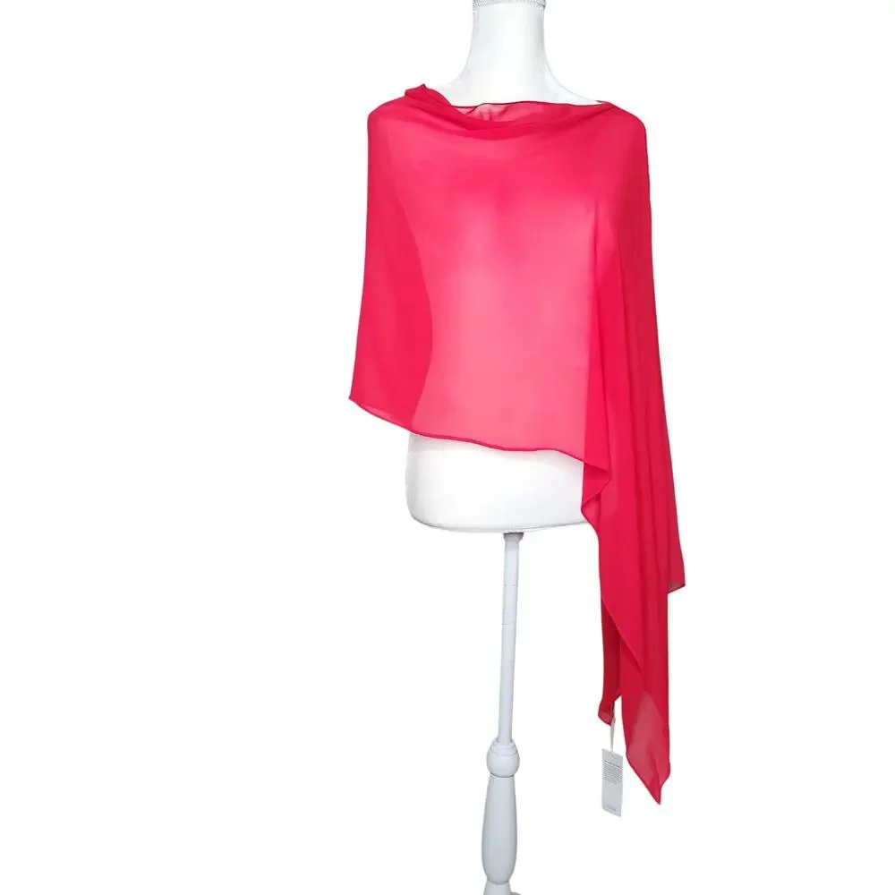 Eileen Fisher Silk Georgette Scarlet Red Sheer Wrap